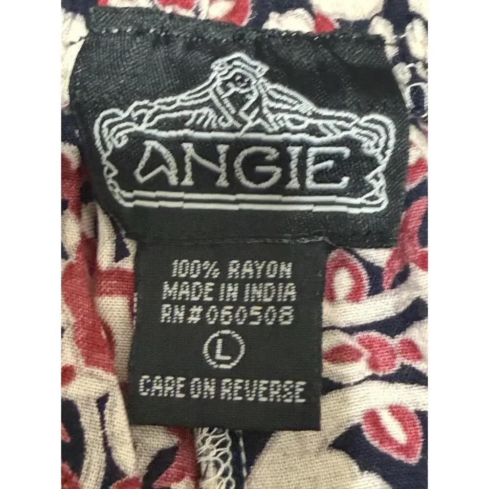 Angie Womens Boho Print Shorts Red Black White Tassel Side Tie Festival Size L - Picture 9 of 10